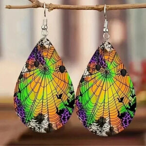 Halloween Spider Web Spider Earrings